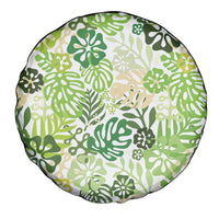 Green Aloha Hawaiian Spare Tire Cover Monstera Hibiscus Tropical Pattern LT19 - Polynesian Pride