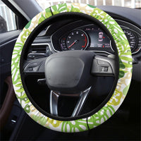 Green Aloha Hawaiian Steering Wheel Cover Monstera Hibiscus Tropical Pattern LT19 - Polynesian Pride