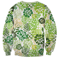 Green Aloha Hawaiian Sweatshirt Monstera Hibiscus Tropical Pattern LT19 - Polynesian Pride