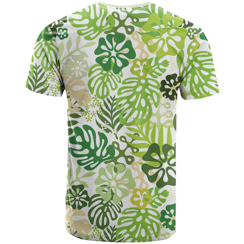 Green Aloha Hawaiian T Shirt Monstera Hibiscus Tropical Pattern LT19 - Polynesian Pride