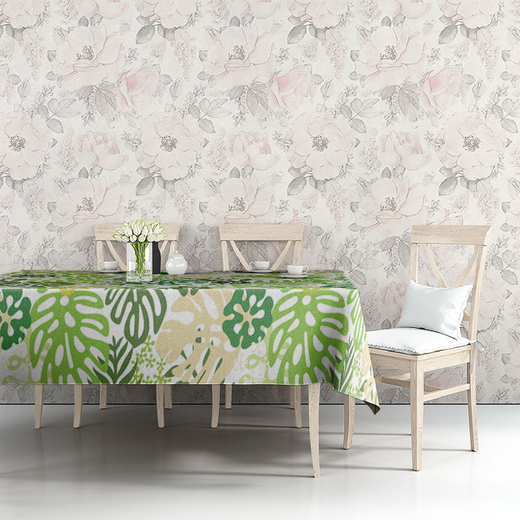 Green Aloha Hawaiian Tablecloth Monstera Hibiscus Tropical Pattern LT19 - Polynesian Pride