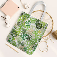 Green Aloha Hawaiian Tote Bag Monstera Hibiscus Tropical Pattern LT19 White Strap One Size Green - Polynesian Pride