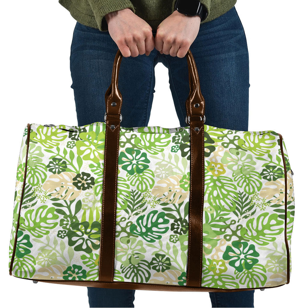 Green Aloha Hawaiian Travel Bag Monstera Hibiscus Tropical Pattern LT19 Green - Polynesian Pride