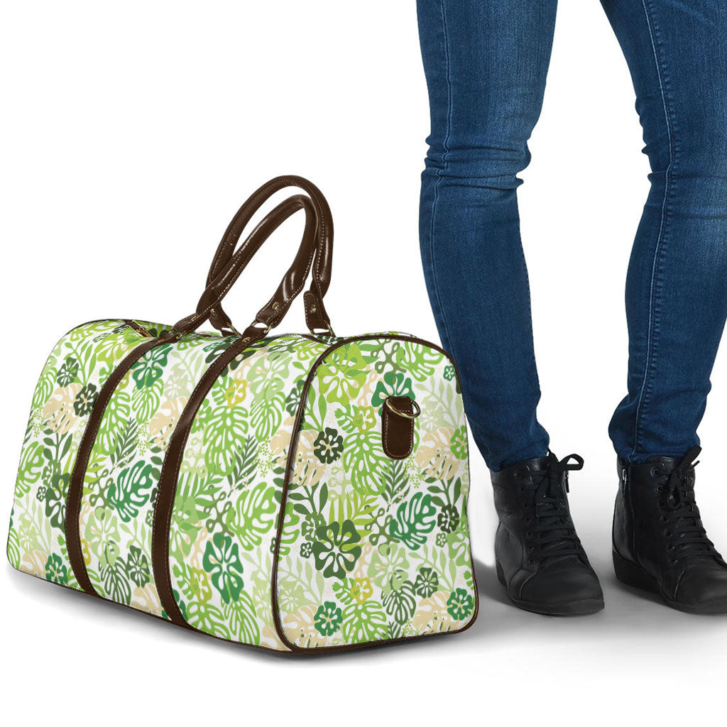 Green Aloha Hawaiian Travel Bag Monstera Hibiscus Tropical Pattern LT19 - Polynesian Pride