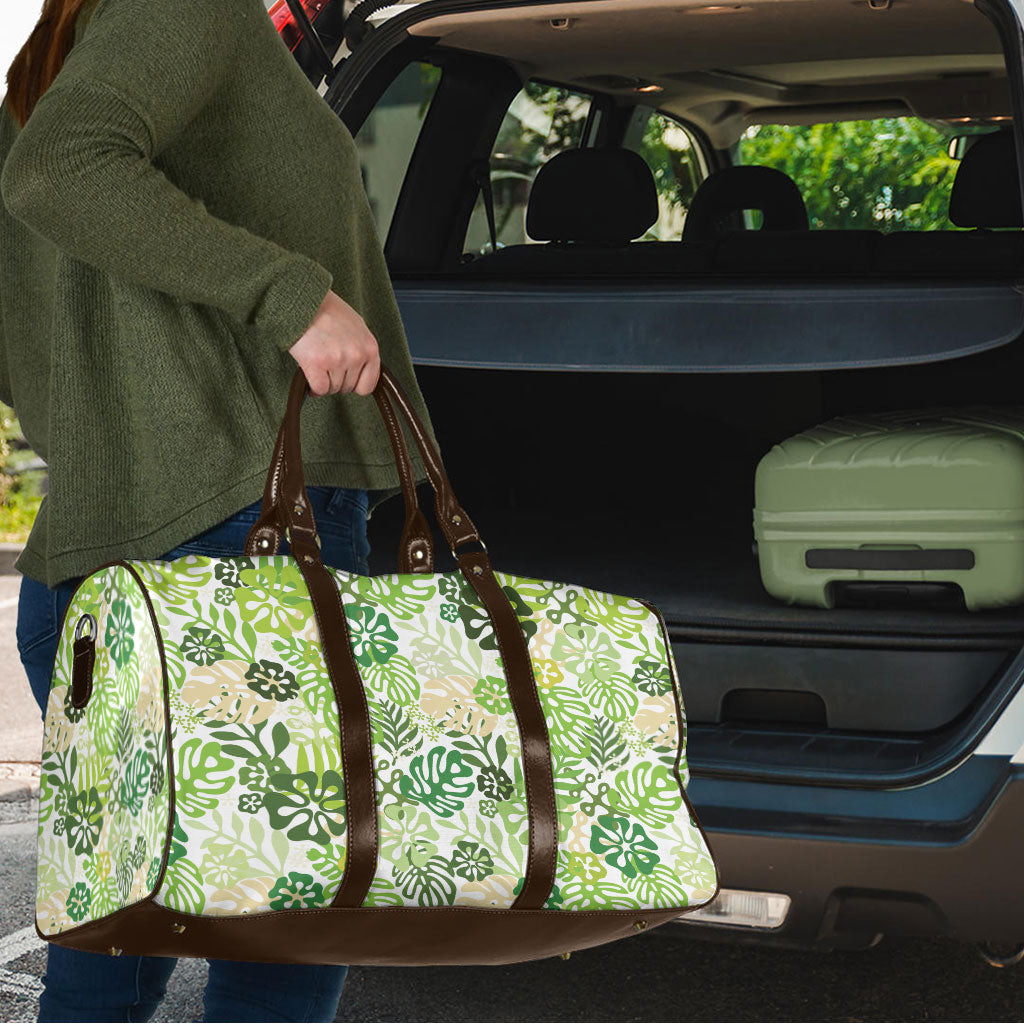 Green Aloha Hawaiian Travel Bag Monstera Hibiscus Tropical Pattern LT19 - Polynesian Pride