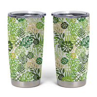 Green Aloha Hawaiian Tumbler Cup Monstera Hibiscus Tropical Pattern LT19 Green - Polynesian Pride