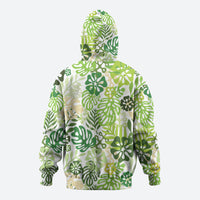 Green Aloha Hawaiian Zip Hoodie Monstera Hibiscus Tropical Pattern LT19 - Polynesian Pride