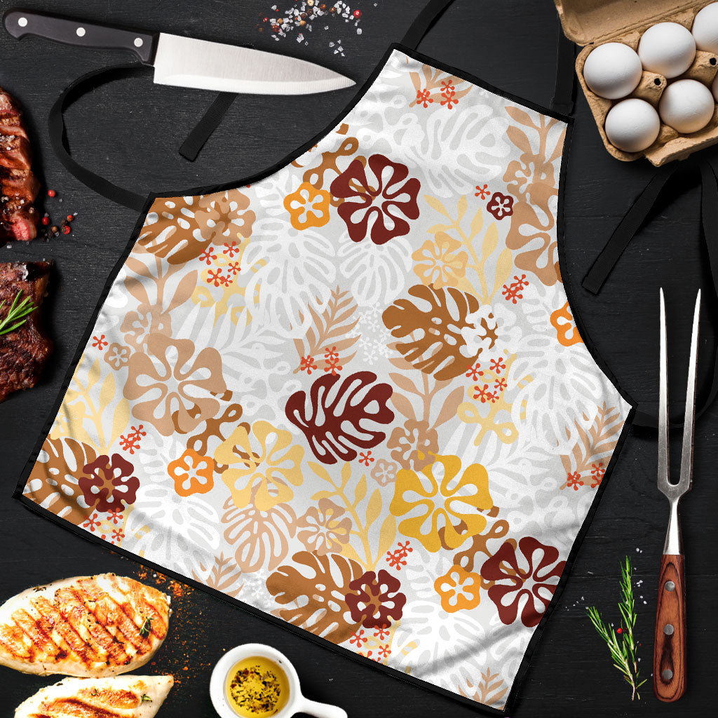Brown Aloha Hawaiian Apron Monstera Hibiscus Tropical Pattern LT19 Brown - Polynesian Pride