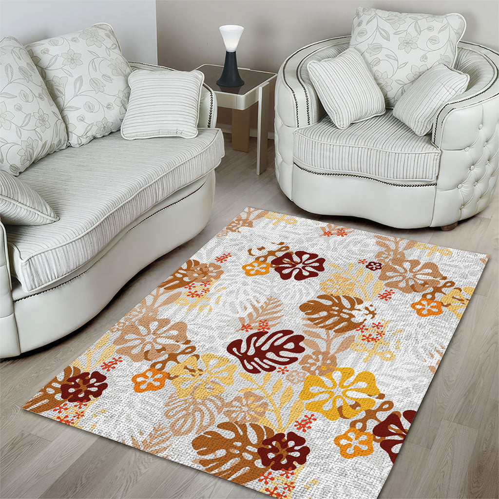 Brown Aloha Hawaiian Area Rug Monstera Hibiscus Tropical Pattern LT19 - Polynesian Pride