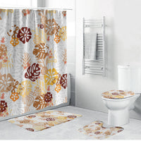 Brown Aloha Hawaiian Bathroom Set Monstera Hibiscus Tropical Pattern LT19 Bathroom Set (4 pcs) Brown - Polynesian Pride