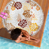Brown Aloha Hawaiian Beach Blanket Monstera Hibiscus Tropical Pattern LT19 - Polynesian Pride