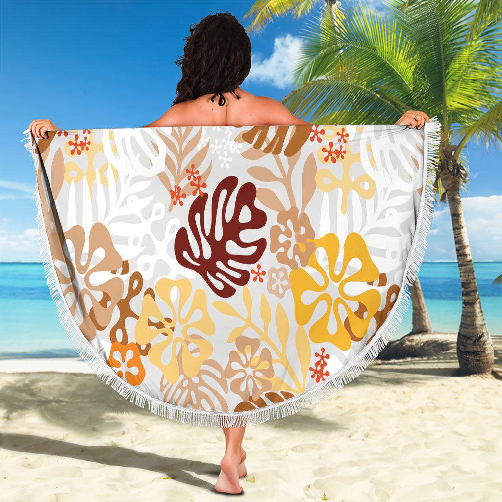Brown Aloha Hawaiian Beach Blanket Monstera Hibiscus Tropical Pattern LT19 - Polynesian Pride