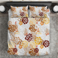 Brown Aloha Hawaiian Bedding Set Monstera Hibiscus Tropical Pattern LT19 Brown - Polynesian Pride