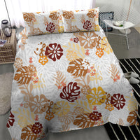 Brown Aloha Hawaiian Bedding Set Monstera Hibiscus Tropical Pattern LT19 - Polynesian Pride