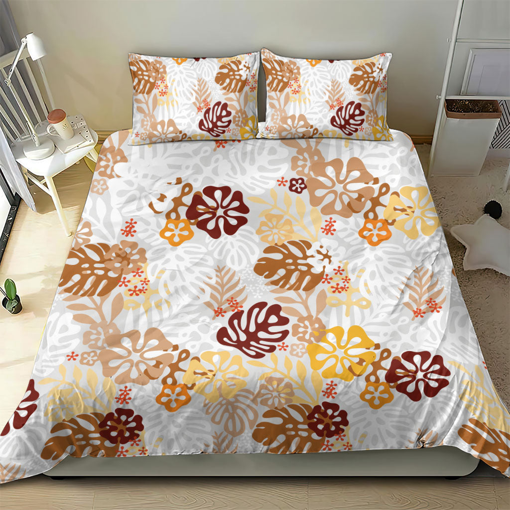 Brown Aloha Hawaiian Bedding Set Monstera Hibiscus Tropical Pattern LT19 - Polynesian Pride