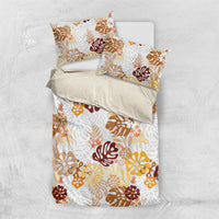 Brown Aloha Hawaiian Bedding Set Monstera Hibiscus Tropical Pattern LT19 US Twin 172cm x 218cm Brown - Polynesian Pride