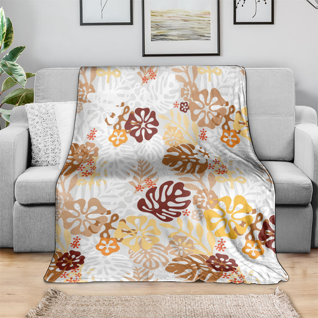 Brown Aloha Hawaiian Blanket Monstera Hibiscus Tropical Pattern LT19 - Polynesian Pride