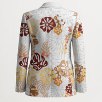 Brown Aloha Hawaiian Blazer Monstera Hibiscus Tropical Pattern LT19 - Polynesian Pride