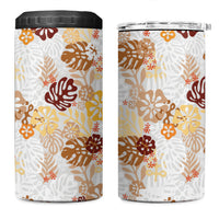 Brown Aloha Hawaiian 4 in 1 Can Cooler Tumbler Monstera Hibiscus Tropical Pattern LT19 One Size: 16 oz Brown - Polynesian Pride