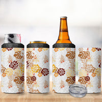 Brown Aloha Hawaiian 4 in 1 Can Cooler Tumbler Monstera Hibiscus Tropical Pattern LT19 - Polynesian Pride