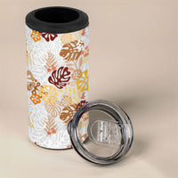 Brown Aloha Hawaiian 4 in 1 Can Cooler Tumbler Monstera Hibiscus Tropical Pattern LT19 - Polynesian Pride