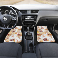 Brown Aloha Hawaiian Car Mats Monstera Hibiscus Tropical Pattern LT19 Set 2pcs - Front Brown - Polynesian Pride