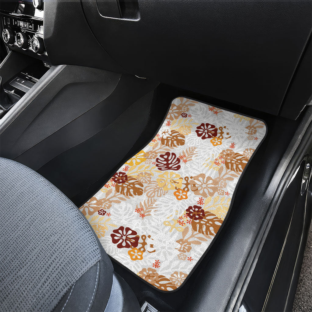 Brown Aloha Hawaiian Car Mats Monstera Hibiscus Tropical Pattern LT19 - Polynesian Pride