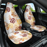 Brown Aloha Hawaiian Car Seat Cover Monstera Hibiscus Tropical Pattern LT19 One Size Brown - Polynesian Pride