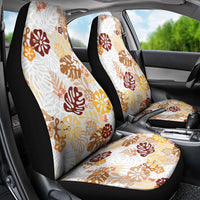 Brown Aloha Hawaiian Car Seat Cover Monstera Hibiscus Tropical Pattern LT19 - Polynesian Pride