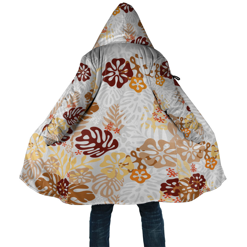 Brown Aloha Hawaiian Cloak Monstera Hibiscus Tropical Pattern LT19 Unisex Brown - Polynesian Pride