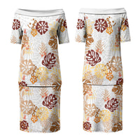 Brown Aloha Hawaiian Couples Matching Puletasi and Long Sleeve Button Shirt Monstera Hibiscus Tropical Pattern LT19 - Polynesian Pride