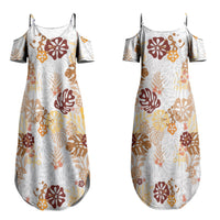 Brown Aloha Hawaiian Couples Matching Summer Maxi Dress and Long Sleeve Button Shirt Monstera Hibiscus Tropical Pattern LT19 - Polynesian Pride
