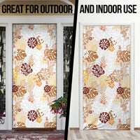 Brown Aloha Hawaiian Door Cover Monstera Hibiscus Tropical Pattern LT19 - Polynesian Pride