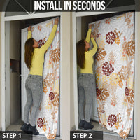 Brown Aloha Hawaiian Door Cover Monstera Hibiscus Tropical Pattern LT19 - Polynesian Pride