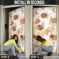 Brown Aloha Hawaiian Door Cover Monstera Hibiscus Tropical Pattern LT19 - Polynesian Pride