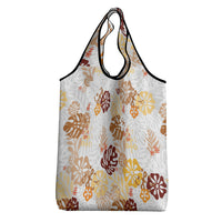Brown Aloha Hawaiian Grocery Bag Monstera Hibiscus Tropical Pattern LT19 - Polynesian Pride