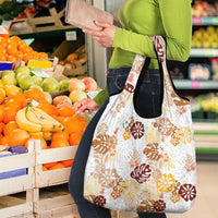 Brown Aloha Hawaiian Grocery Bag Monstera Hibiscus Tropical Pattern LT19 - Polynesian Pride