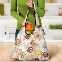 Brown Aloha Hawaiian Grocery Bag Monstera Hibiscus Tropical Pattern LT19 - Polynesian Pride