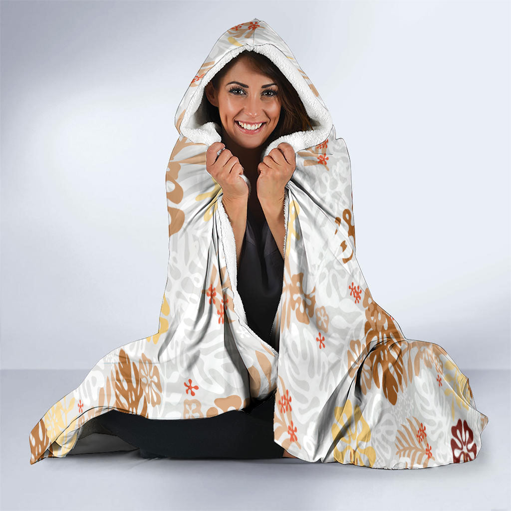 Brown Aloha Hawaiian Hooded Blanket Monstera Hibiscus Tropical Pattern LT19 - Polynesian Pride