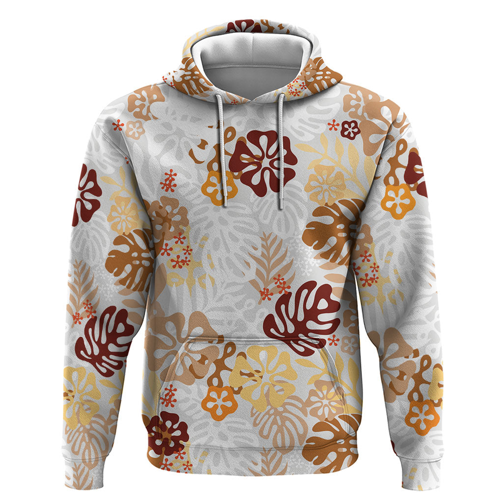 Brown Aloha Hawaiian Hoodie Monstera Hibiscus Tropical Pattern LT19 Pullover Hoodie Brown - Polynesian Pride