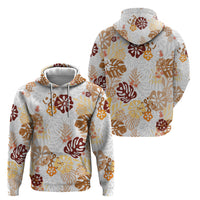 Brown Aloha Hawaiian Hoodie Monstera Hibiscus Tropical Pattern LT19 - Polynesian Pride