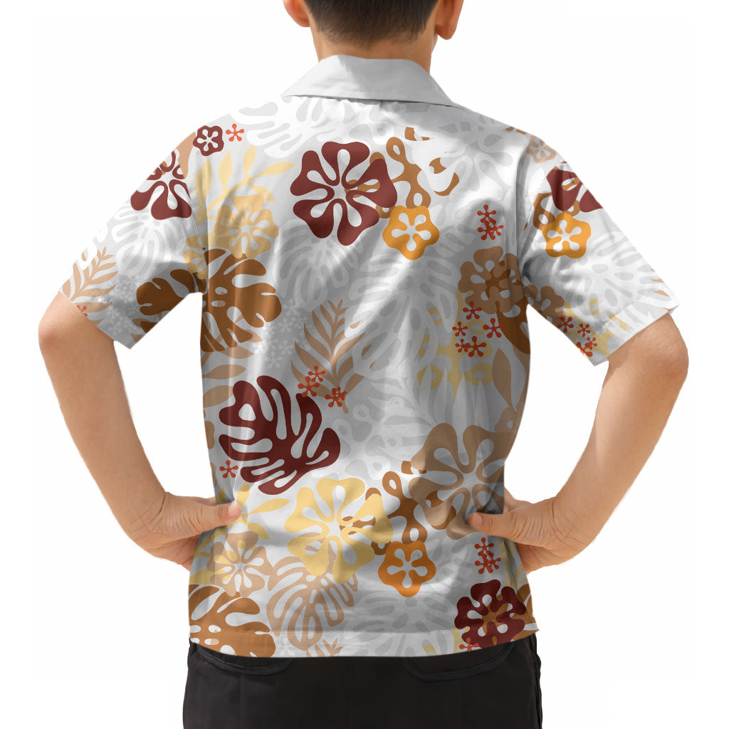 Brown Aloha Hawaiian Kid Hawaiian Shirt Monstera Hibiscus Tropical Pattern LT19 - Polynesian Pride