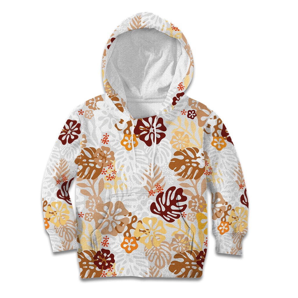 Brown Aloha Hawaiian Kid Hoodie Monstera Hibiscus Tropical Pattern LT19 Hoodie Brown - Polynesian Pride