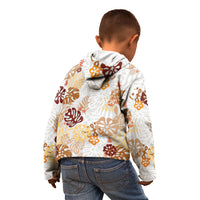 Brown Aloha Hawaiian Kid Hoodie Monstera Hibiscus Tropical Pattern LT19 - Polynesian Pride