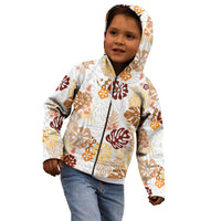 Brown Aloha Hawaiian Kid Hoodie Monstera Hibiscus Tropical Pattern LT19 - Polynesian Pride