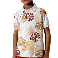 Brown Aloha Hawaiian Kid Polo Shirt Monstera Hibiscus Tropical Pattern LT19 Kid Brown - Polynesian Pride