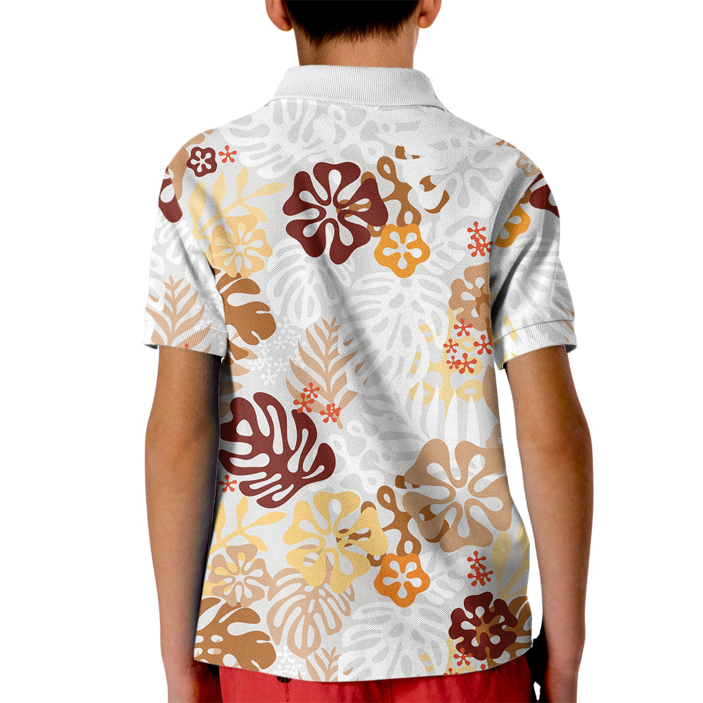 Brown Aloha Hawaiian Kid Polo Shirt Monstera Hibiscus Tropical Pattern LT19 - Polynesian Pride