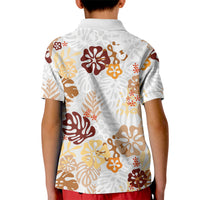 Brown Aloha Hawaiian Kid Polo Shirt Monstera Hibiscus Tropical Pattern LT19 - Polynesian Pride