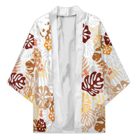 Brown Aloha Hawaiian Kimono Monstera Hibiscus Tropical Pattern LT19 Unisex Brown - Polynesian Pride