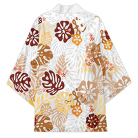 Brown Aloha Hawaiian Kimono Monstera Hibiscus Tropical Pattern LT19 - Polynesian Pride
